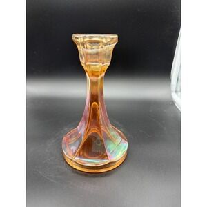 Vintage Marigold Carnival Glass Candle Stick 6 1/2"